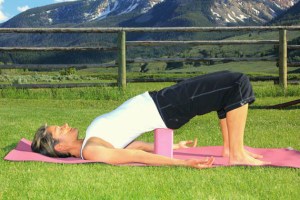 Yoga bridge with block